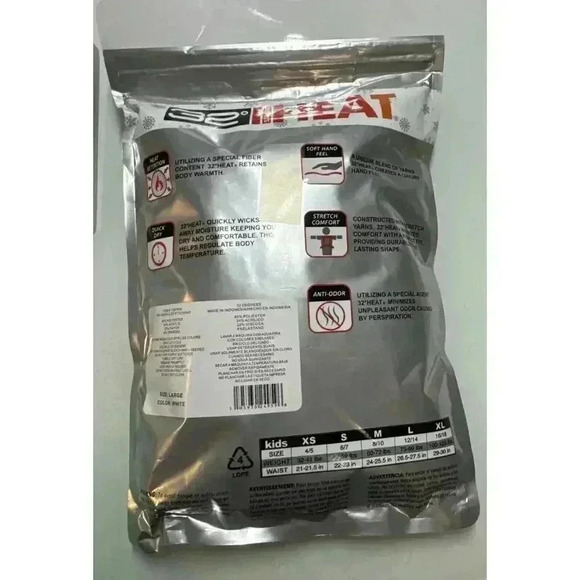 32 Degrees Heat Size Large 12/14 Kids Long Sleeve + Leggings White NEW - Picture 3 of 5